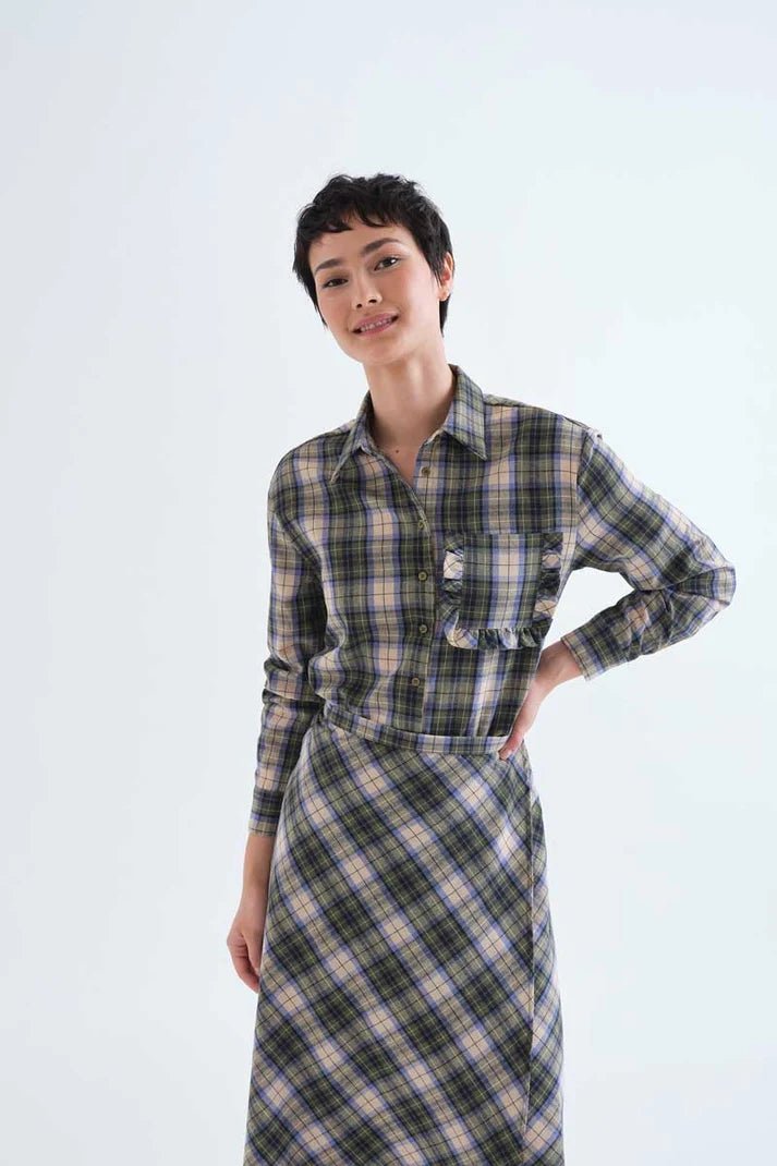 picture of Compania Fantastica 11015 Plaid Shirt - Green - Number Two - womens - fashion - clothing - Compania Fantastica 1