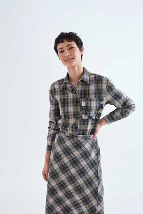picture of Compania Fantastica 11015 Plaid Shirt - Green - Number Two - womens - fashion - clothing - Compania Fantastica 1
