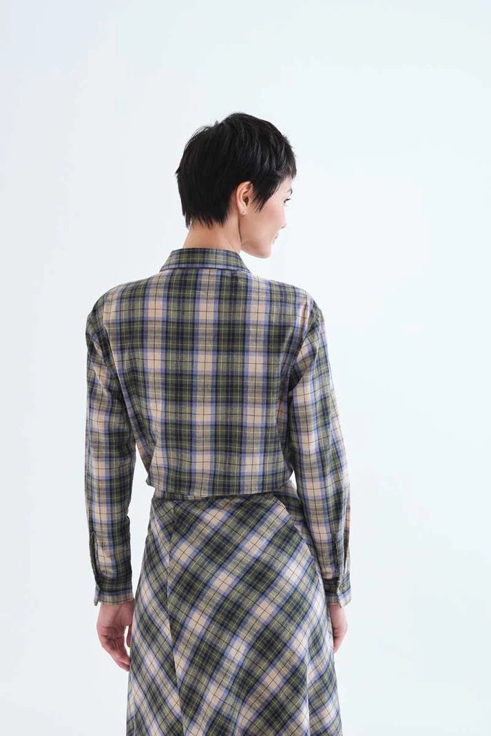 picture of Compania Fantastica 11015 Plaid Shirt - Green - Number Two - womens - fashion - clothing - Compania Fantastica 3