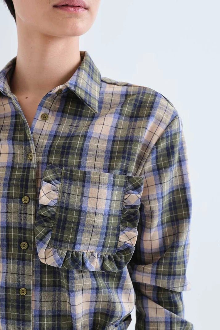 picture of Compania Fantastica 11015 Plaid Shirt - Green - Number Two - womens - fashion - clothing - Compania Fantastica 2