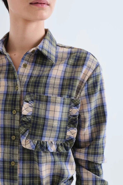 picture of Compania Fantastica 11015 Plaid Shirt - Green - Number Two - womens - fashion - clothing - Compania Fantastica 2