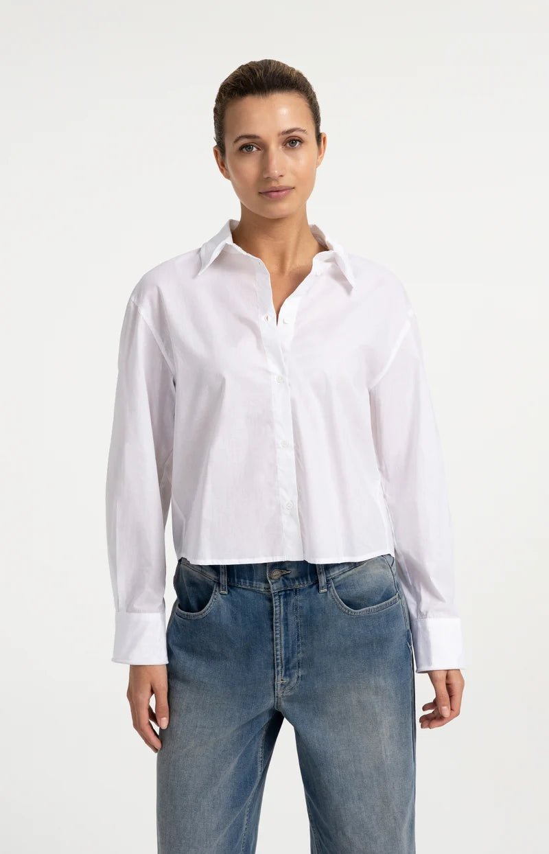 picture of Yaya Cotton Blouse with Wired Collar & Cuffs - Pure White - Number Two - womens - fashion - clothing - Yaya 1