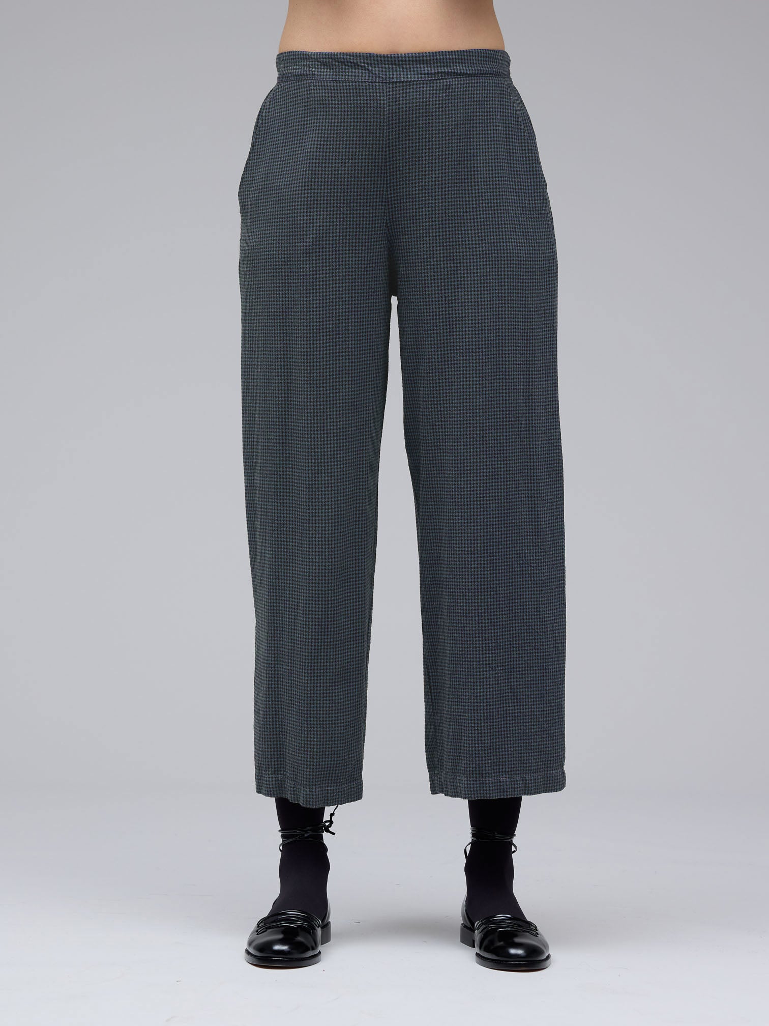 picture of Cut Loose Crop Wide Leg Pant Mini Check - Tidal - Number Two - womens - fashion - clothing - Cut Loose 1