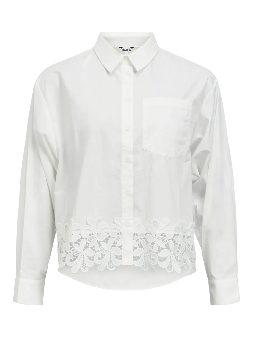 Object Asly Shirt - Bright White/White Lace