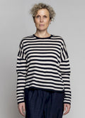 Muse Wear Edith Stripe Jumper - Coal/Ecru
