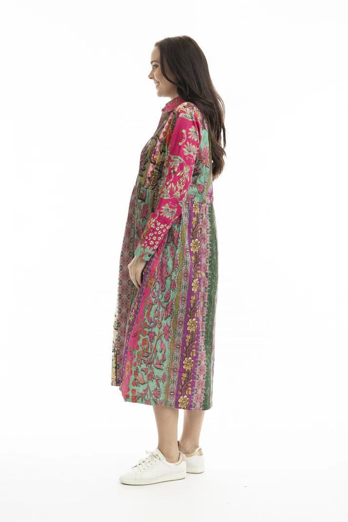picture of Orientique Collar Dress Digital Print Cord - Flora - Number Two - womens - fashion - clothing - Orientique 3
