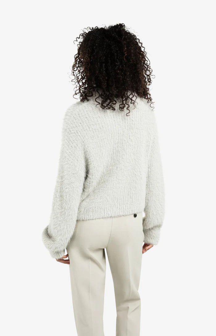 picture of Yaya Fluffy Cropped Sweater with Collar & Buttons - Cloud Grey - Number Two - womens - fashion - clothing - Yaya 6