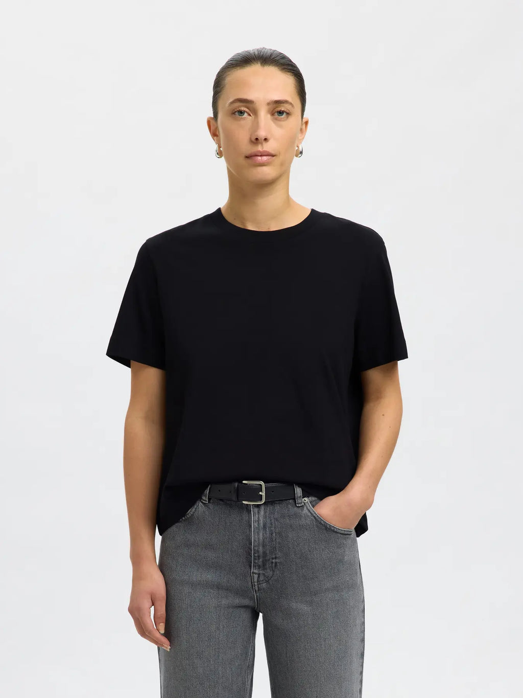 Selected Femme Essential SS Boxy Tee - Black
