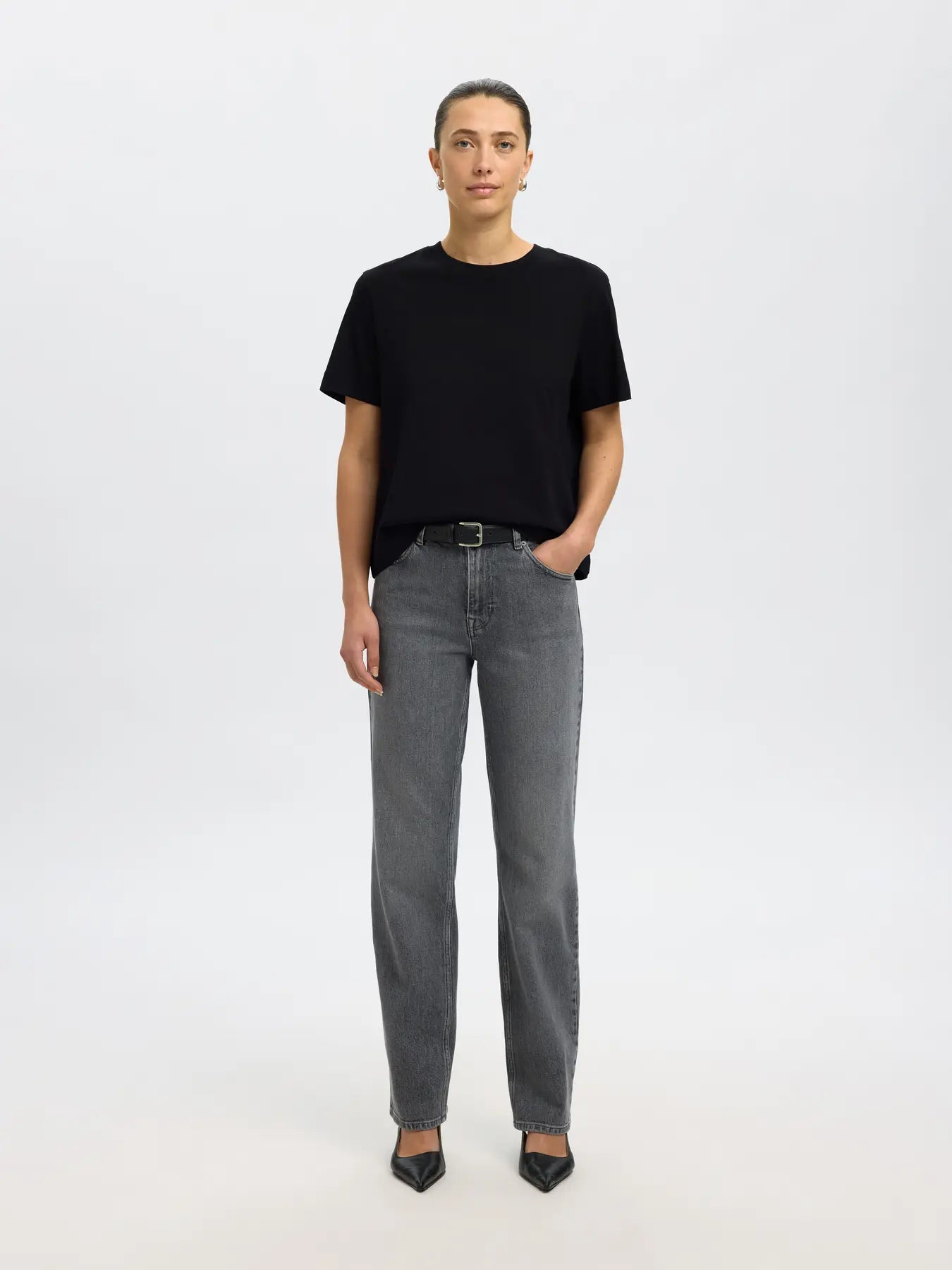 Selected Femme Essential SS Boxy Tee - Black