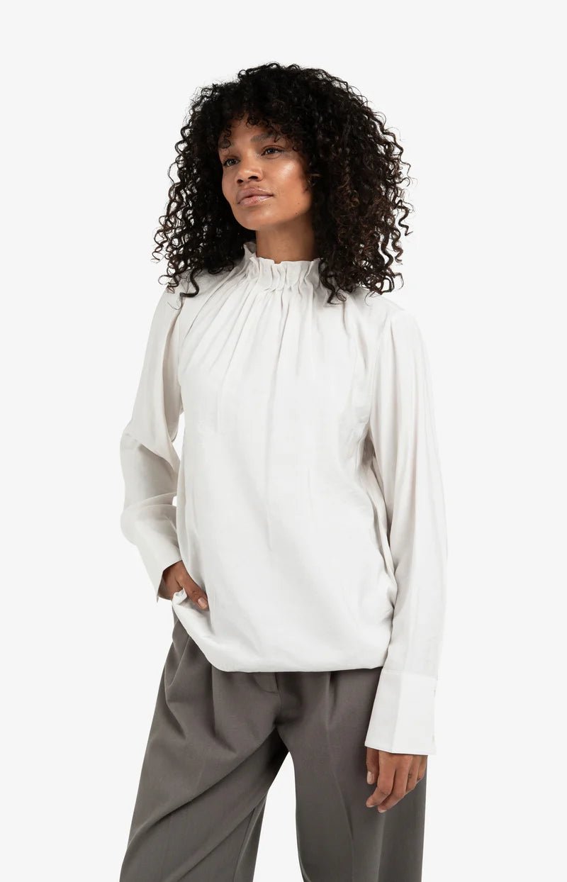 picture of Yaya High Neck Top - Early Frost White - Number Two - womens - fashion - clothing - Yaya 3