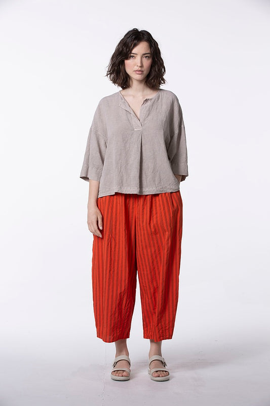 Ischiko 510 Trousers Cotton Chambray Stripe Poppy