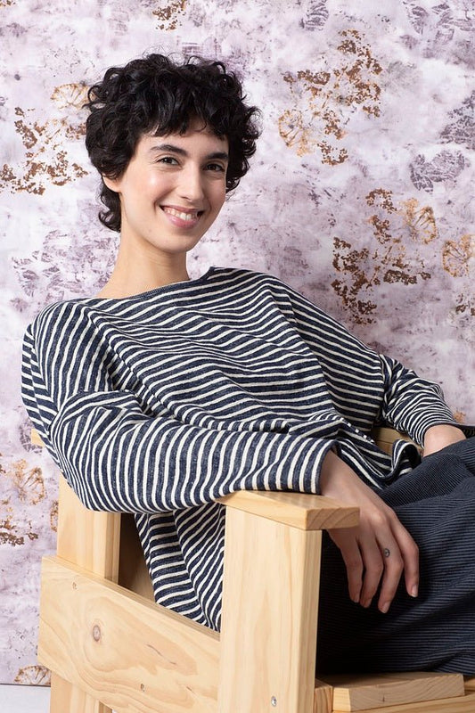 picture of Ischiko 510 Pullover Nocturne Stripe - Number Two - womens - fashion - ethical - clothing - Ischiko