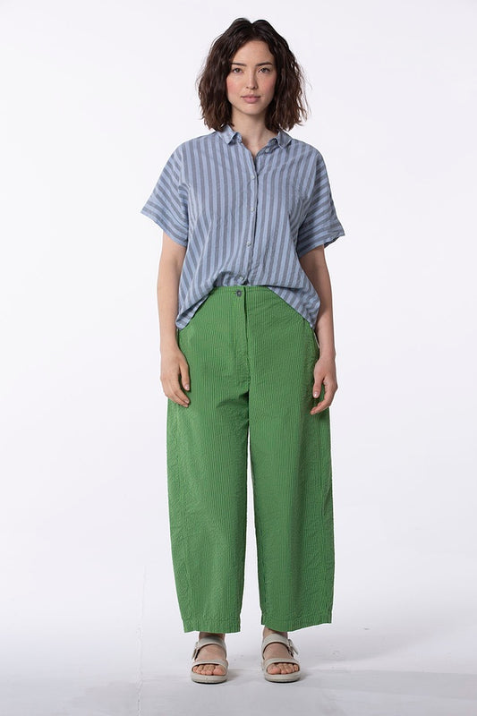 Ischiko 506 Trousers Cotton Seersucker Stripe Garden