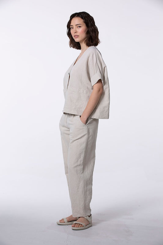 Ischiko 507 Trousers Cotton Linen Twill Nettle