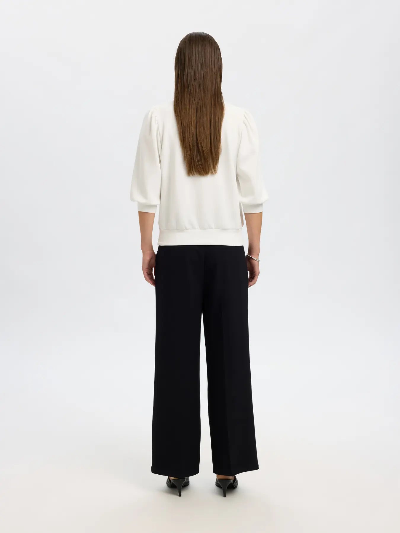picture of Selected Tenny 3/4 Sweat Top - Snow White - Number Two - womens - fashion - clothing - Selected Femme 4