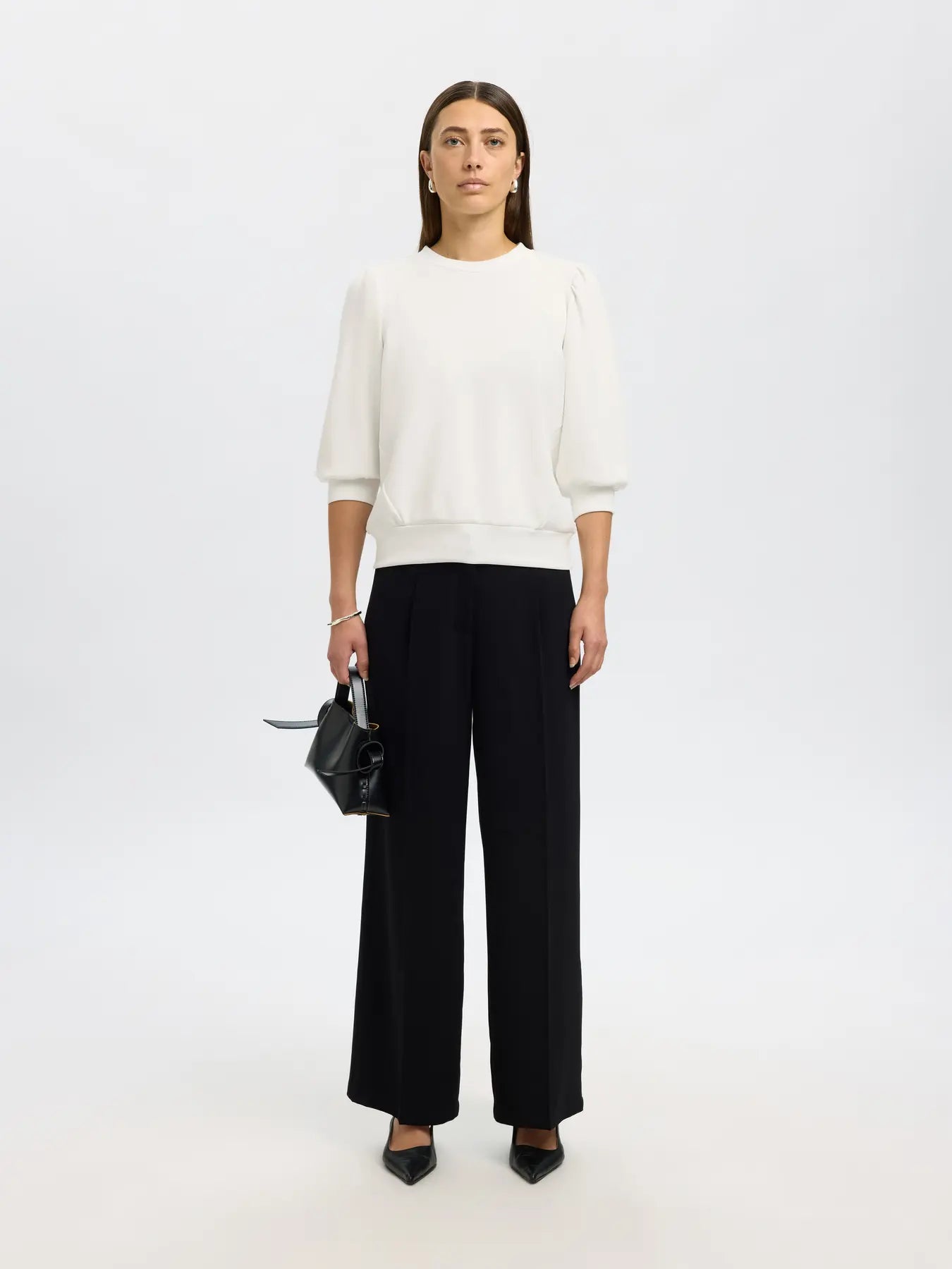 picture of Selected Tenny 3/4 Sweat Top - Snow White - Number Two - womens - fashion - clothing - Selected Femme 6