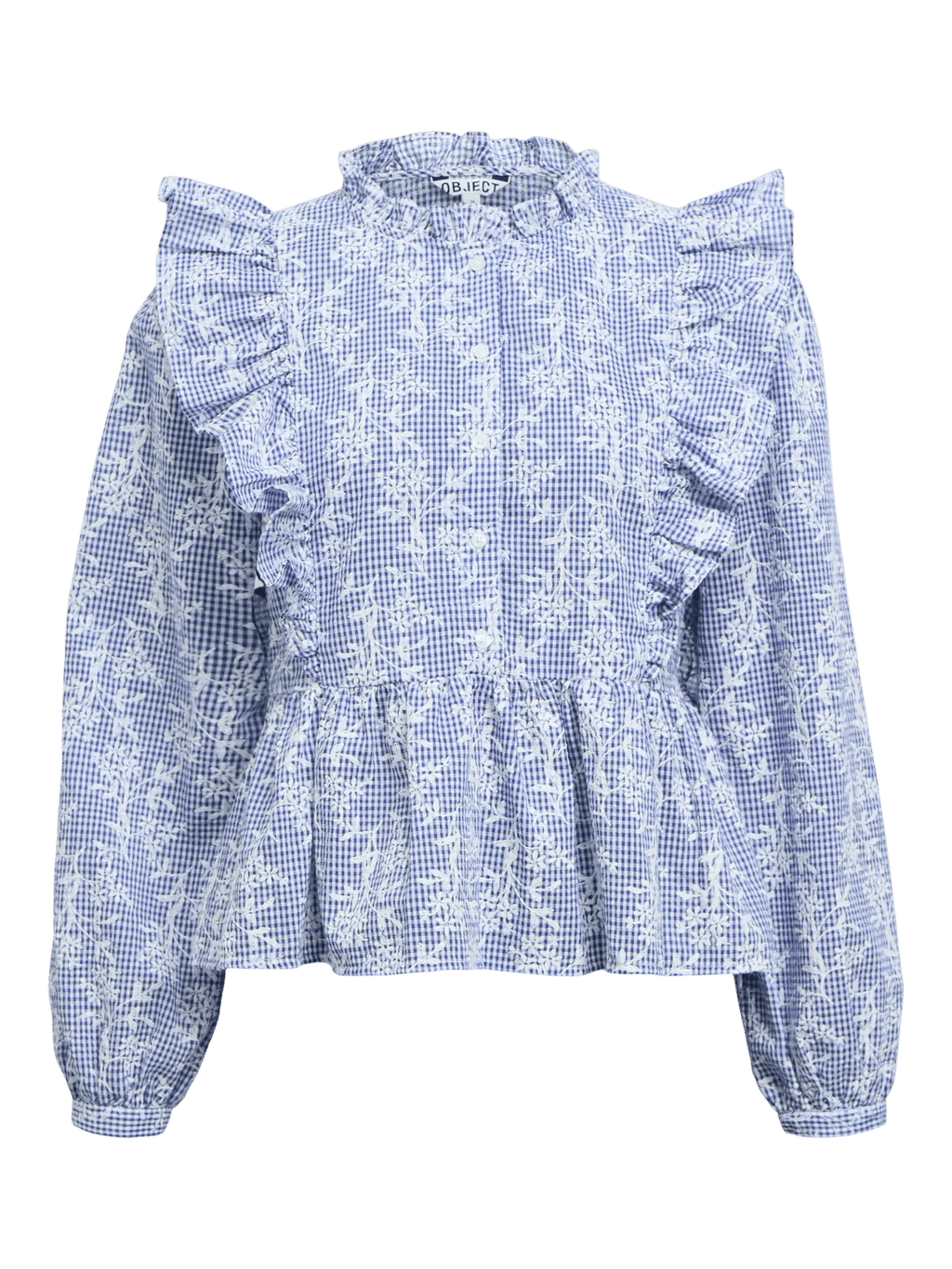 picture of Object Clara Frill Top - Dark Denim/White - Number Two - womens - fashion - clothing - Object 3