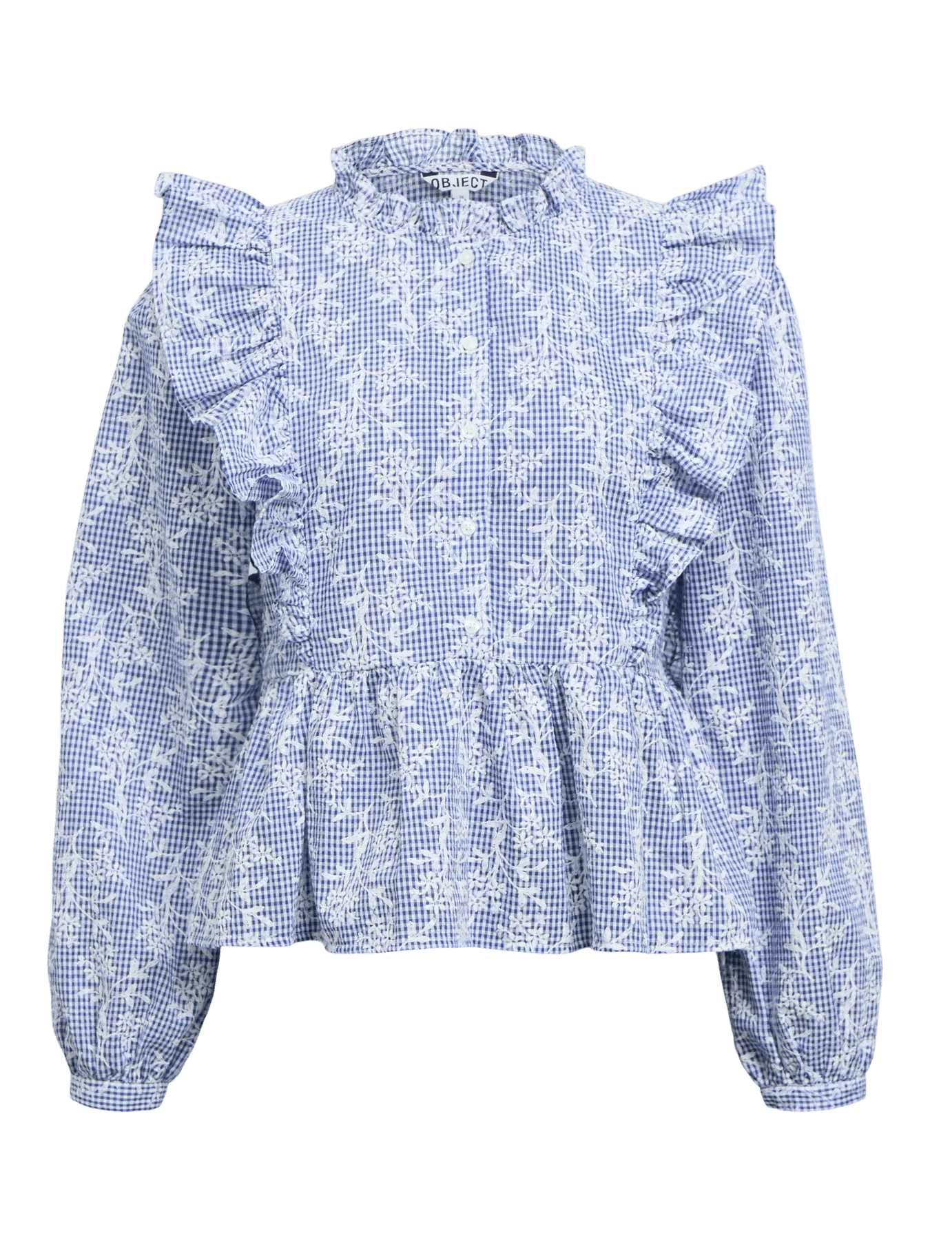 picture of Object Clara Frill Top - Dark Denim/White - Number Two - womens - fashion - clothing - Object 3