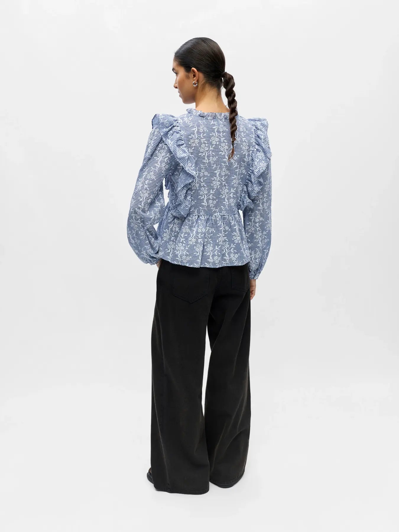 picture of Object Clara Frill Top - Dark Denim/White - Number Two - womens - fashion - clothing - Object 5
