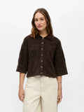 Object Kaisa 3/4 Sleeve Knit Cardigan - Seal Brown Melange