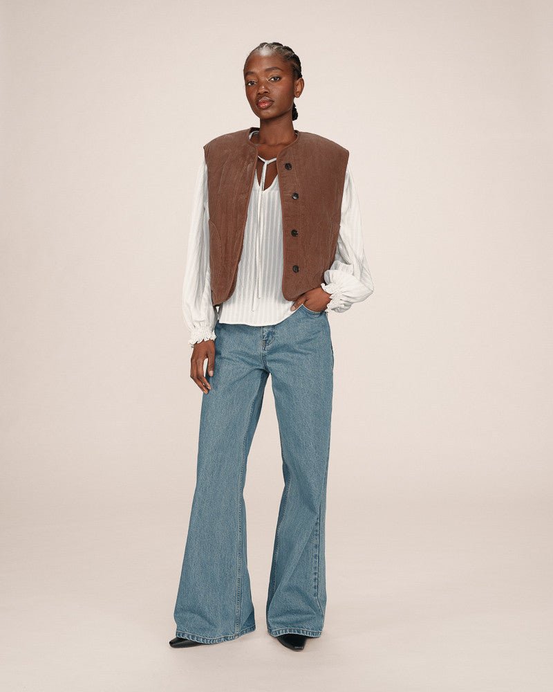 picture of Grace & Mila Seth Cord/Teddy Reversible Gilet - Chocolate - Number Two - womens - fashion - ethical 4