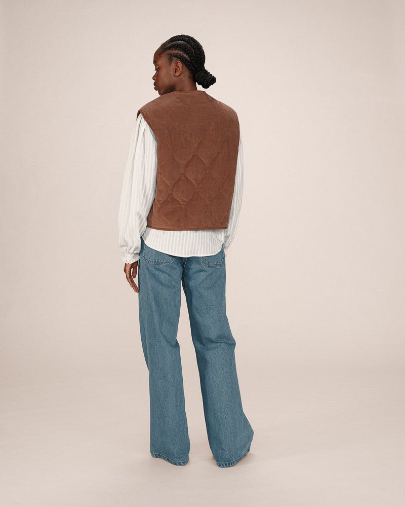 picture of Grace & Mila Seth Cord/Teddy Reversible Gilet - Chocolate - Number Two - womens - fashion - ethical 5