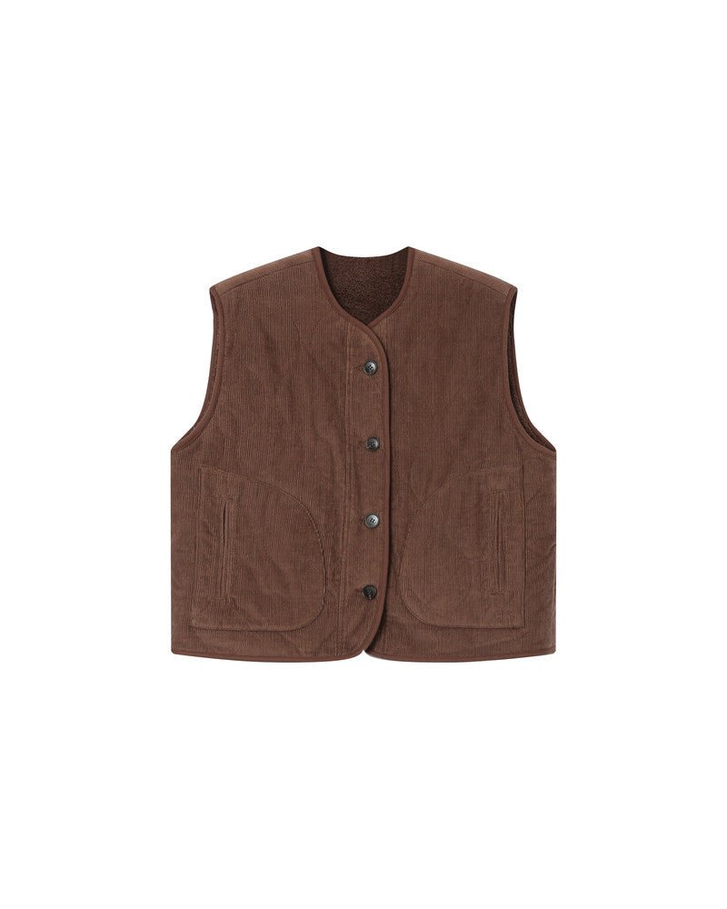 picture of Grace & Mila Seth Cord/Teddy Reversible Gilet - Chocolate - Number Two - womens - fashion - ethical 6