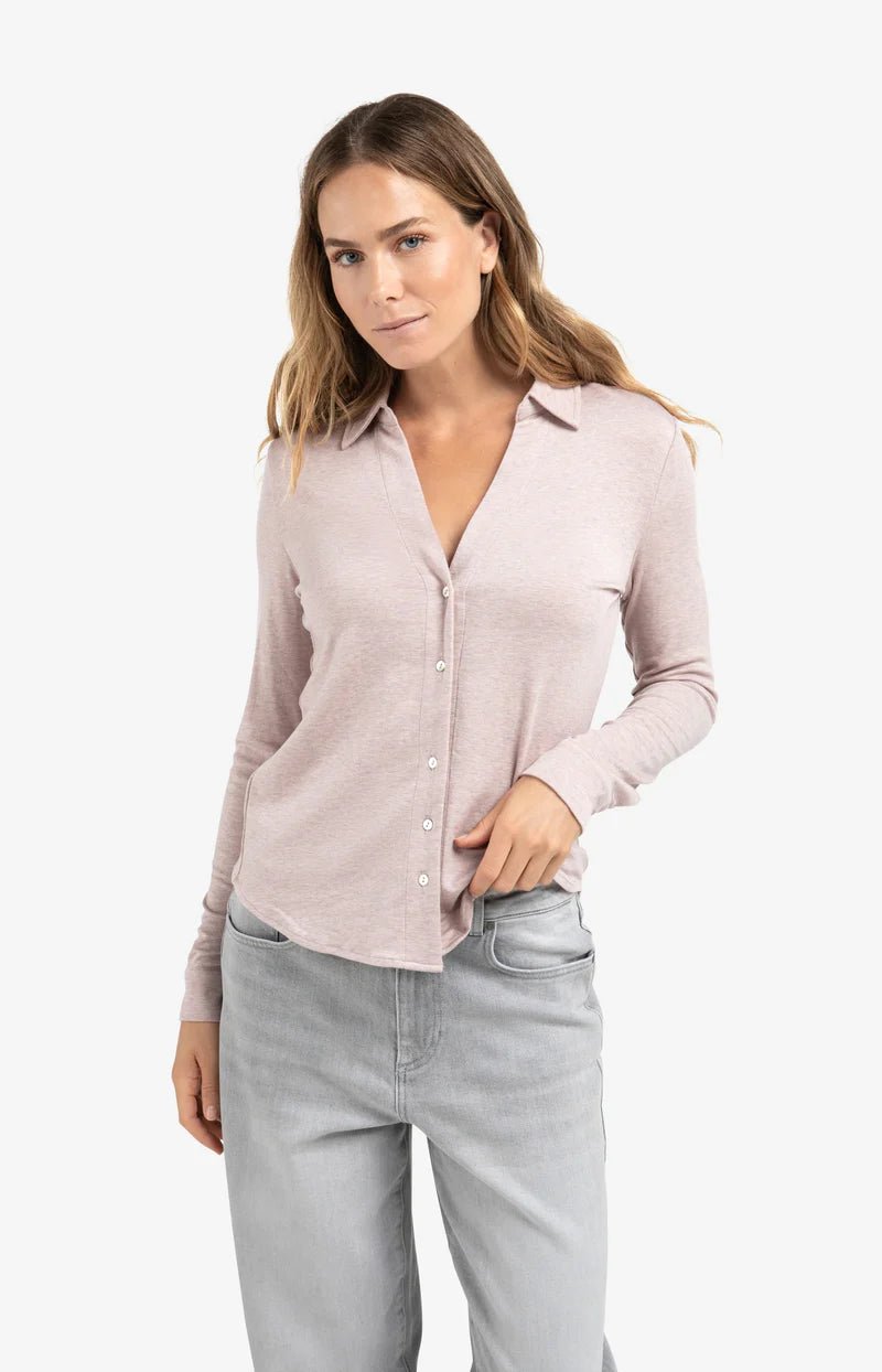 picture of Yaya Jersey Blouse - Shadow Gray Pink Melange - Number Two - womens - fashion - clothing - Yaya 1