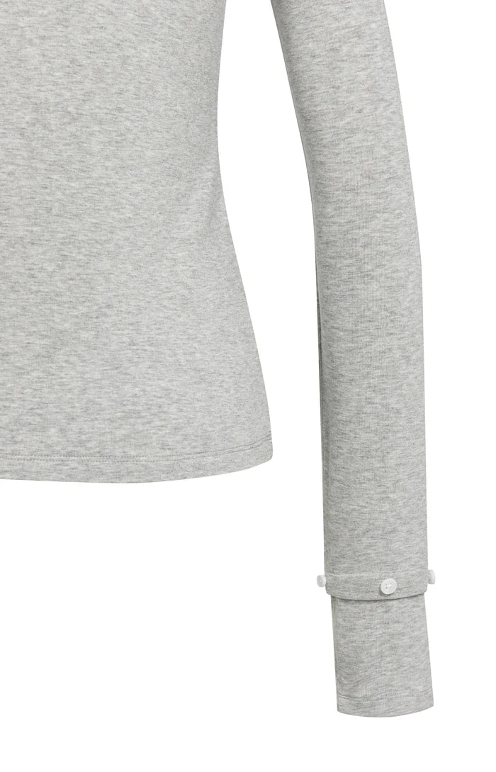 Yaya Jersey Top with Removable Cuffs - Grey Melange