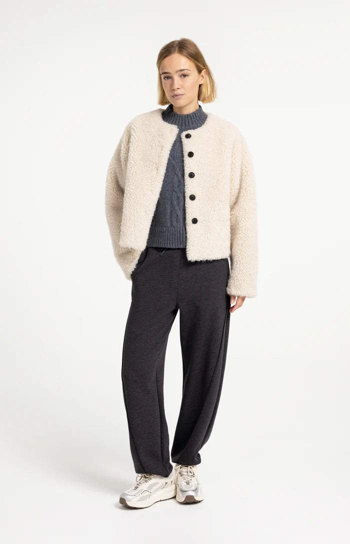 Yaya Jersey Trousers with Adjustable Hem - Hole Black Melange