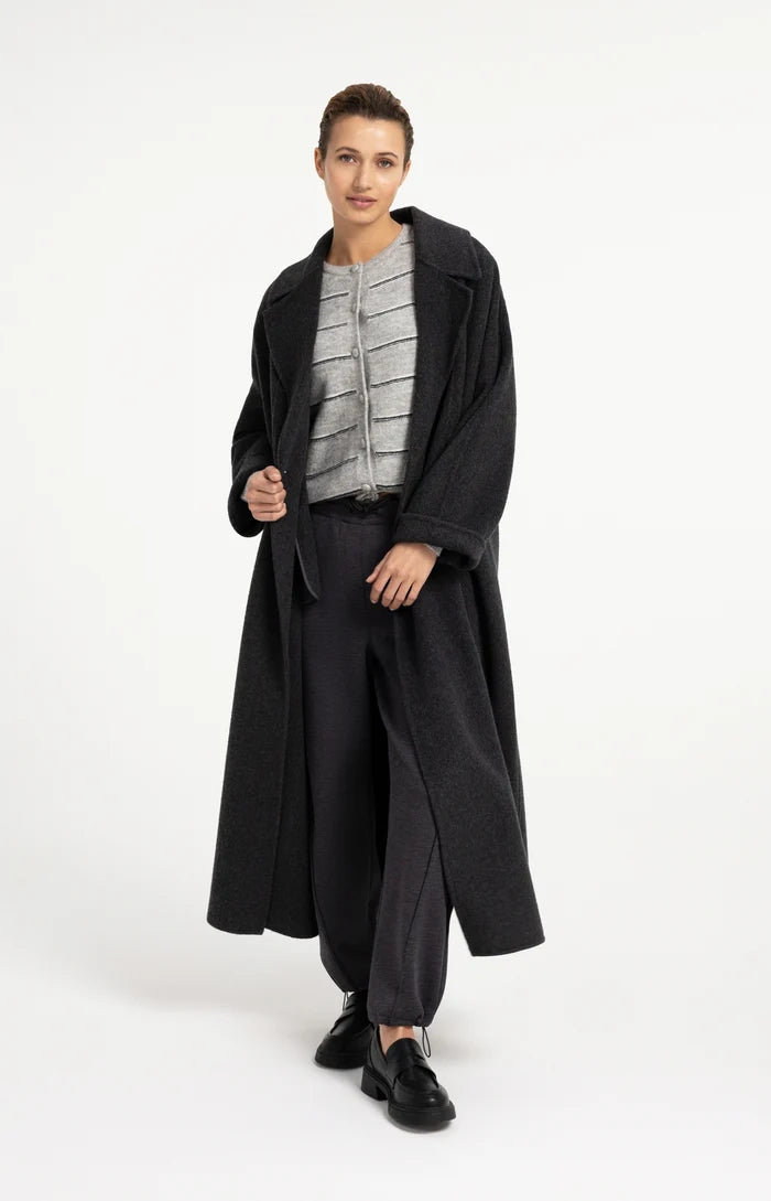 Yaya Jersey Trousers with Adjustable Hem - Hole Black Melange