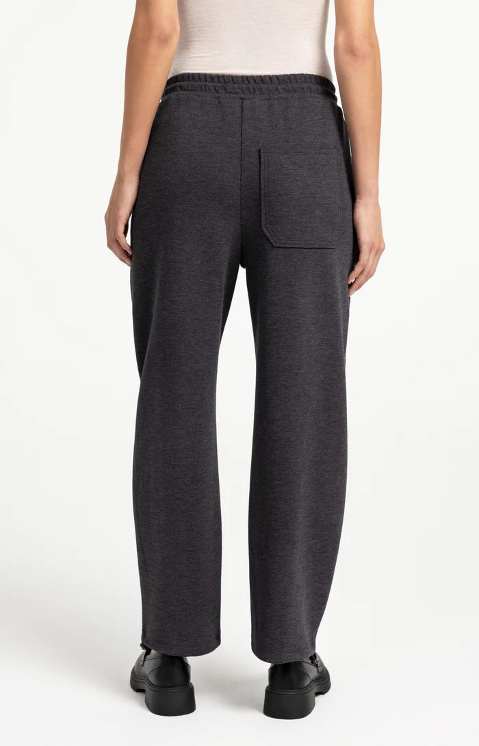 Yaya Jersey Trousers with Adjustable Hem - Hole Black Melange