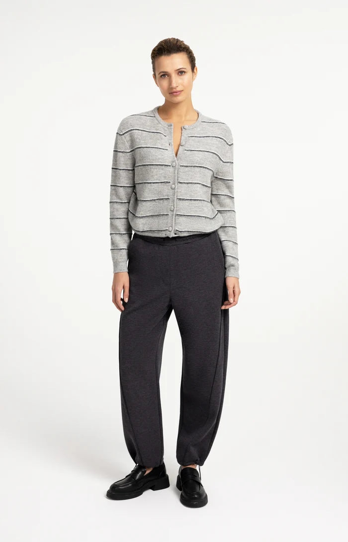 Yaya Jersey Trousers with Adjustable Hem - Hole Black Melange