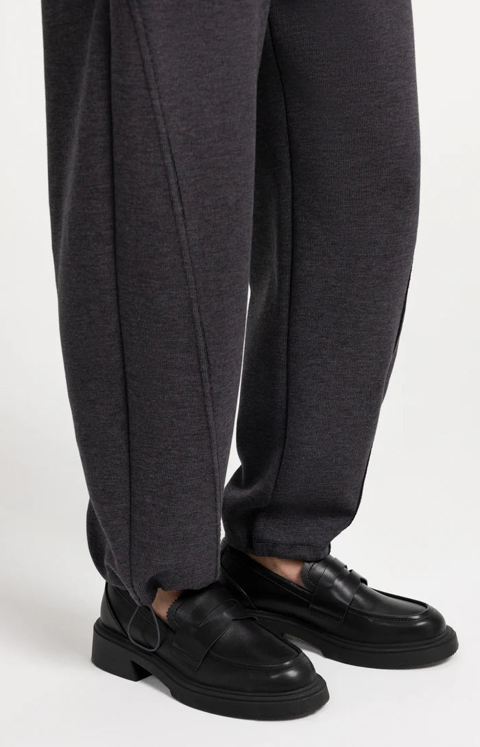 Yaya Jersey Trousers with Adjustable Hem - Hole Black Melange
