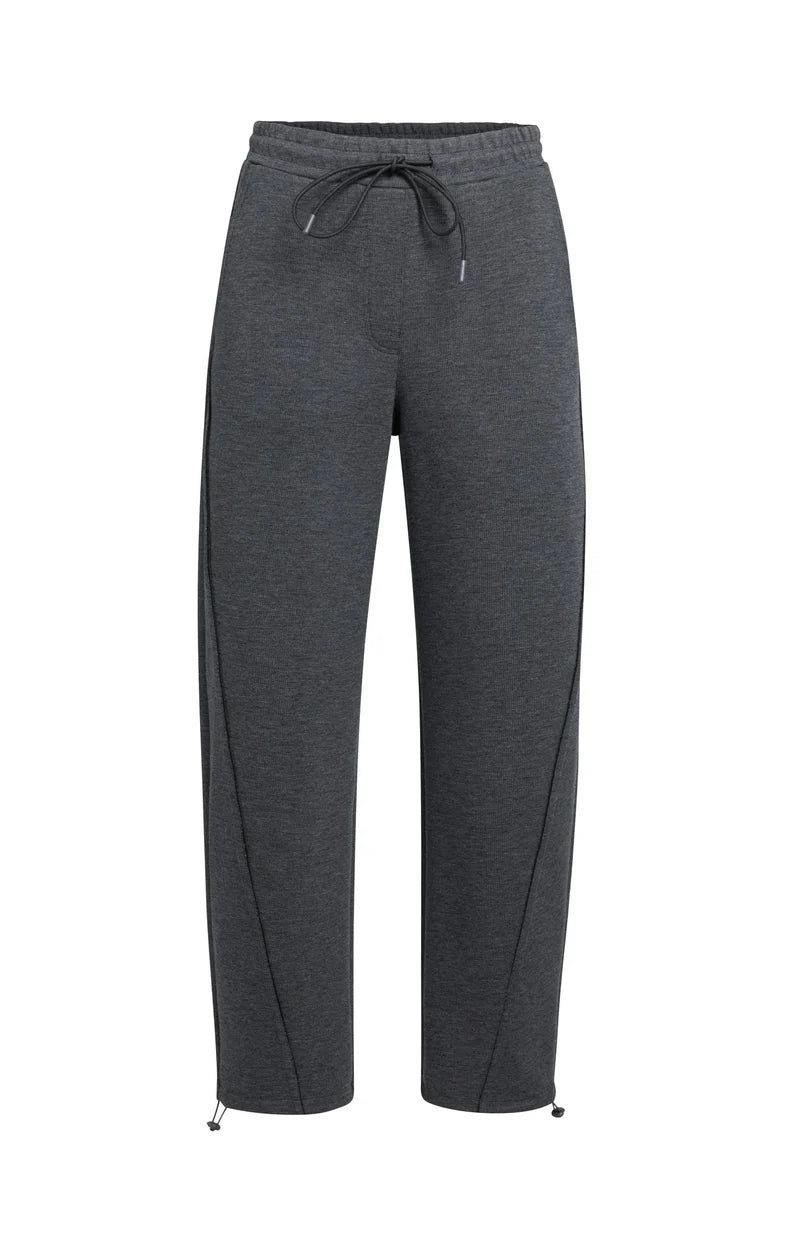 Yaya Jersey Trousers with Adjustable Hem - Hole Black Melange
