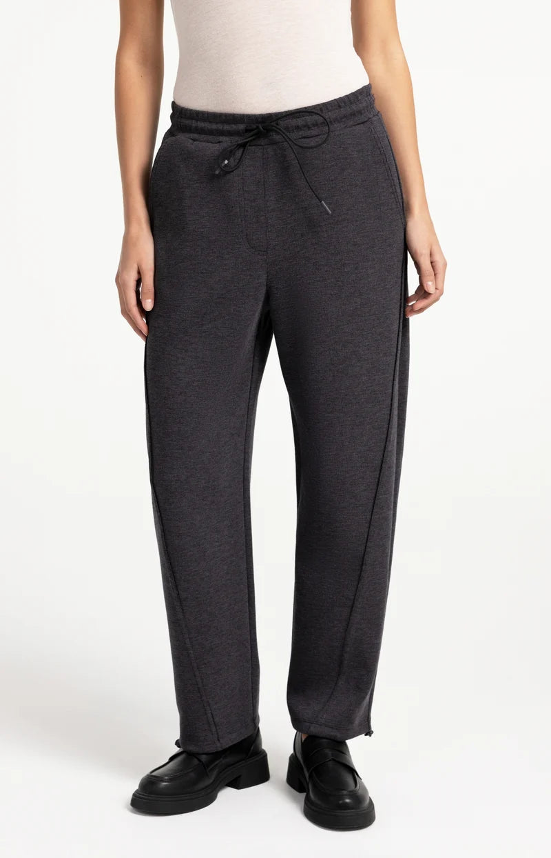 Yaya Jersey Trousers with Adjustable Hem - Hole Black Melange