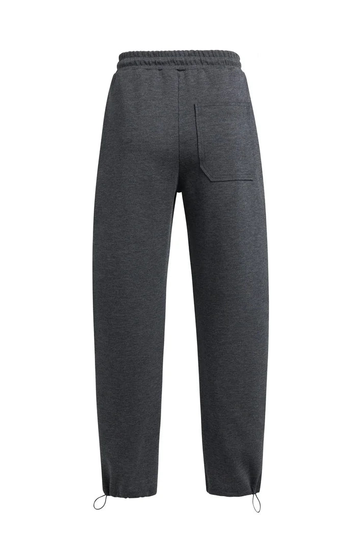Yaya Jersey Trousers with Adjustable Hem - Hole Black Melange