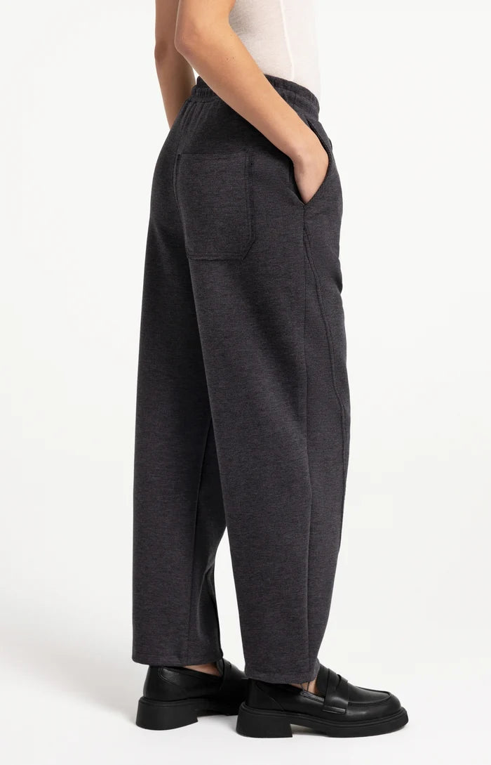 Yaya Jersey Trousers with Adjustable Hem - Hole Black Melange