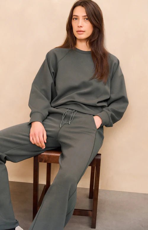 picture of Yaya Jersey Wide Leg Trousers - Dark Night Grey - Number Two - womens - fashion - clothing - Yaya 4