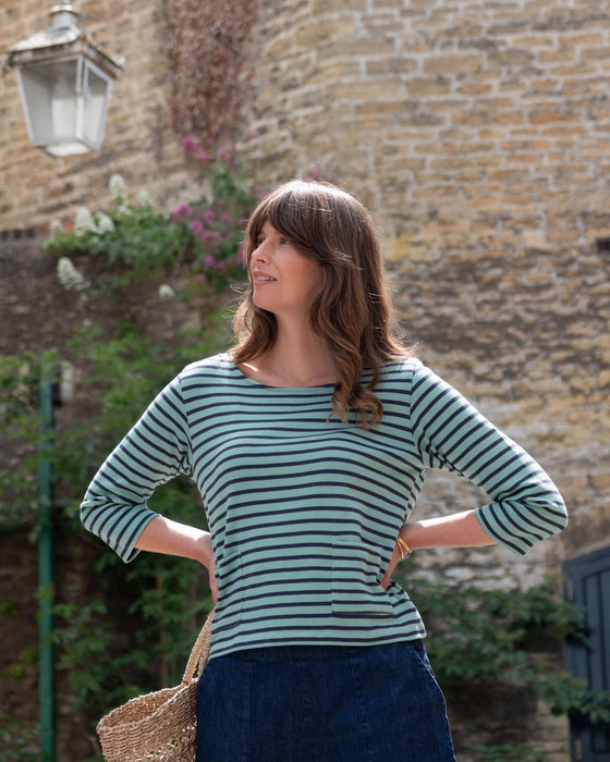 Bibico Classic Sailor T-Shirt Duck Egg & Indigo Stripe