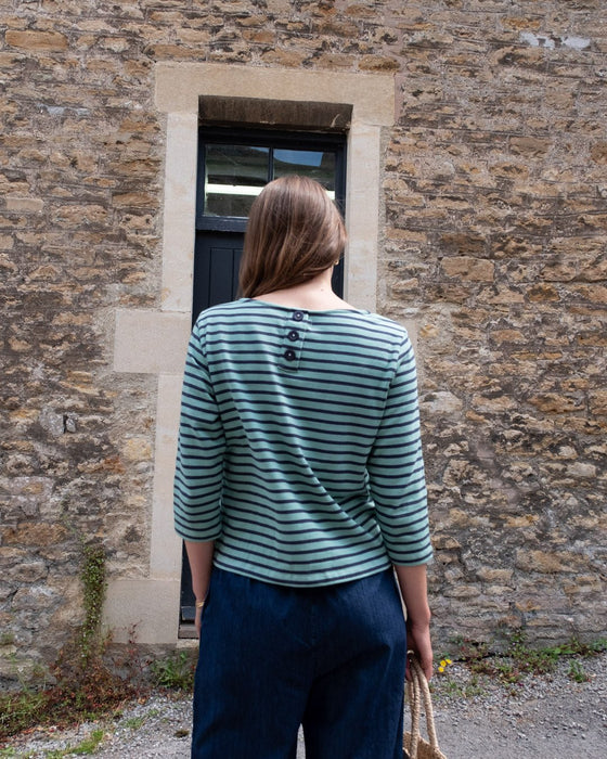 Bibico Classic Sailor T-Shirt Duck Egg & Indigo Stripe