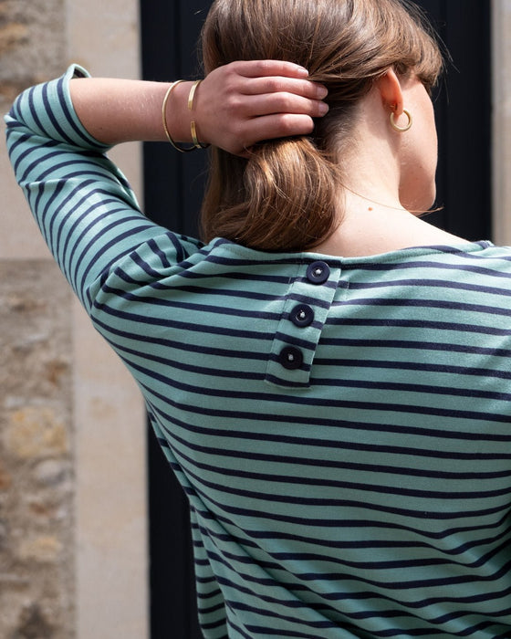 Bibico Classic Sailor T-Shirt Duck Egg & Indigo Stripe