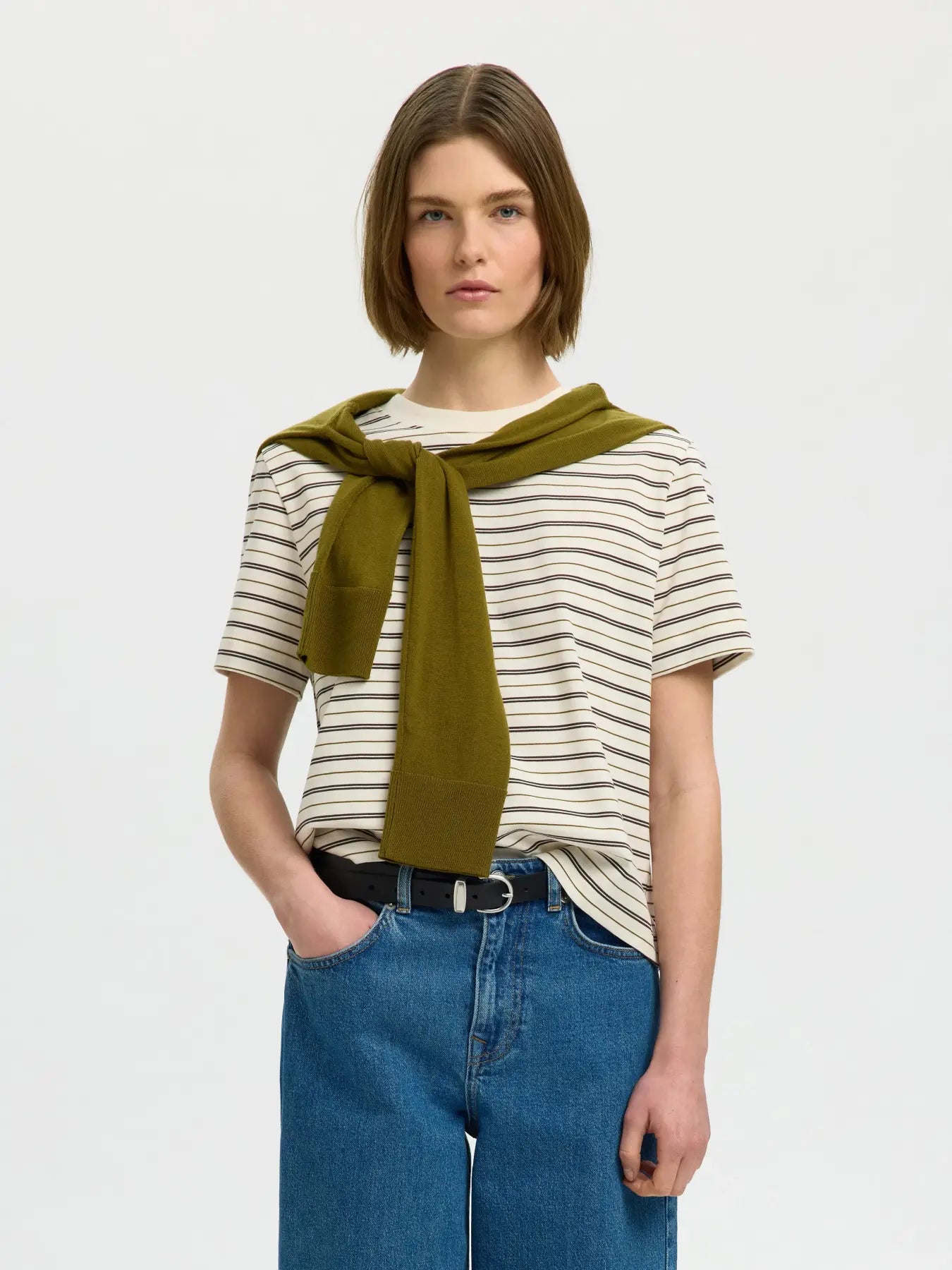 Selected Femme Essential SS Stripes Boxy Tee - Delicioso Multi