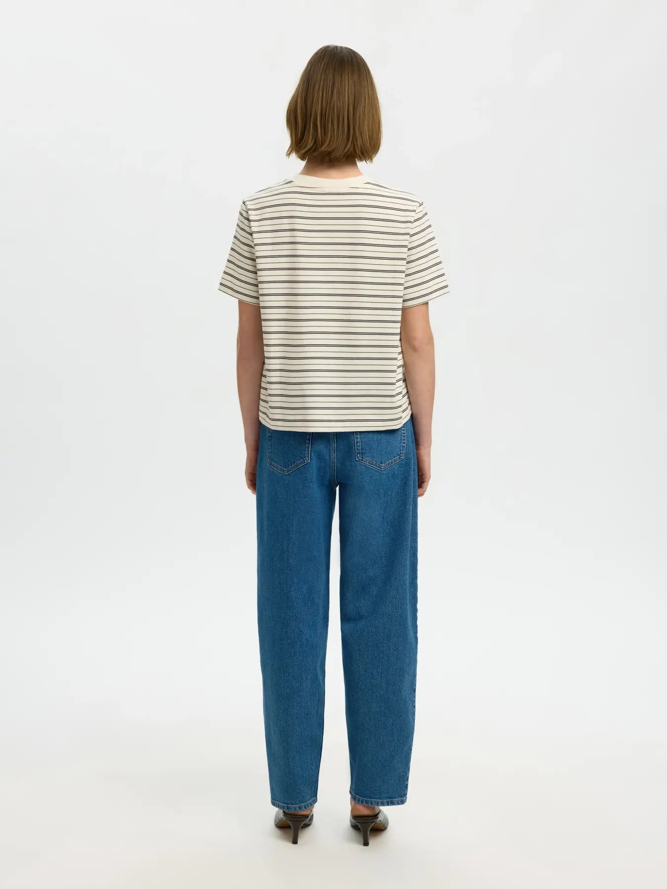 Selected Femme Essential SS Stripes Boxy Tee - Delicioso Multi