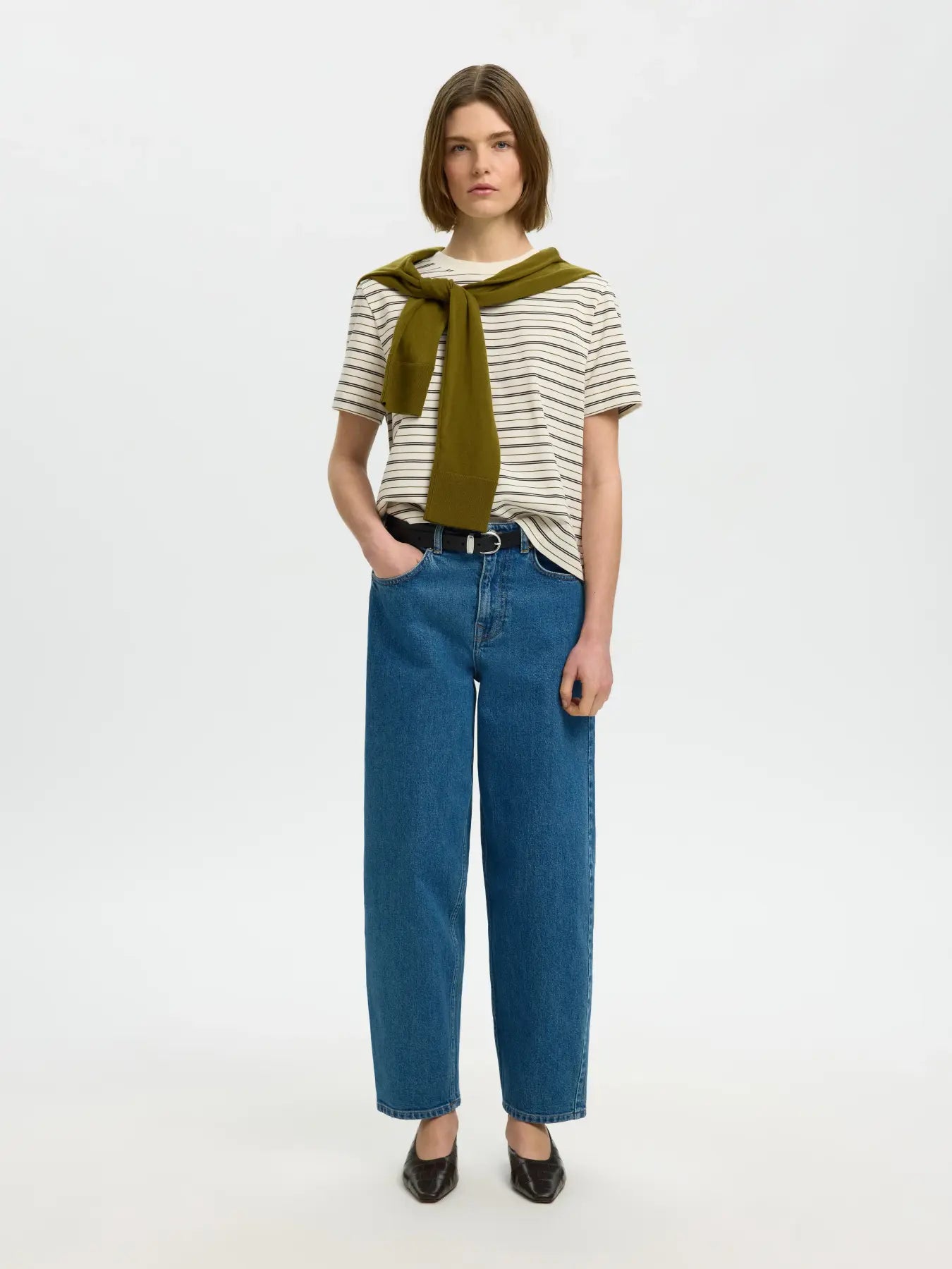 Selected Femme Essential SS Stripes Boxy Tee - Delicioso Multi