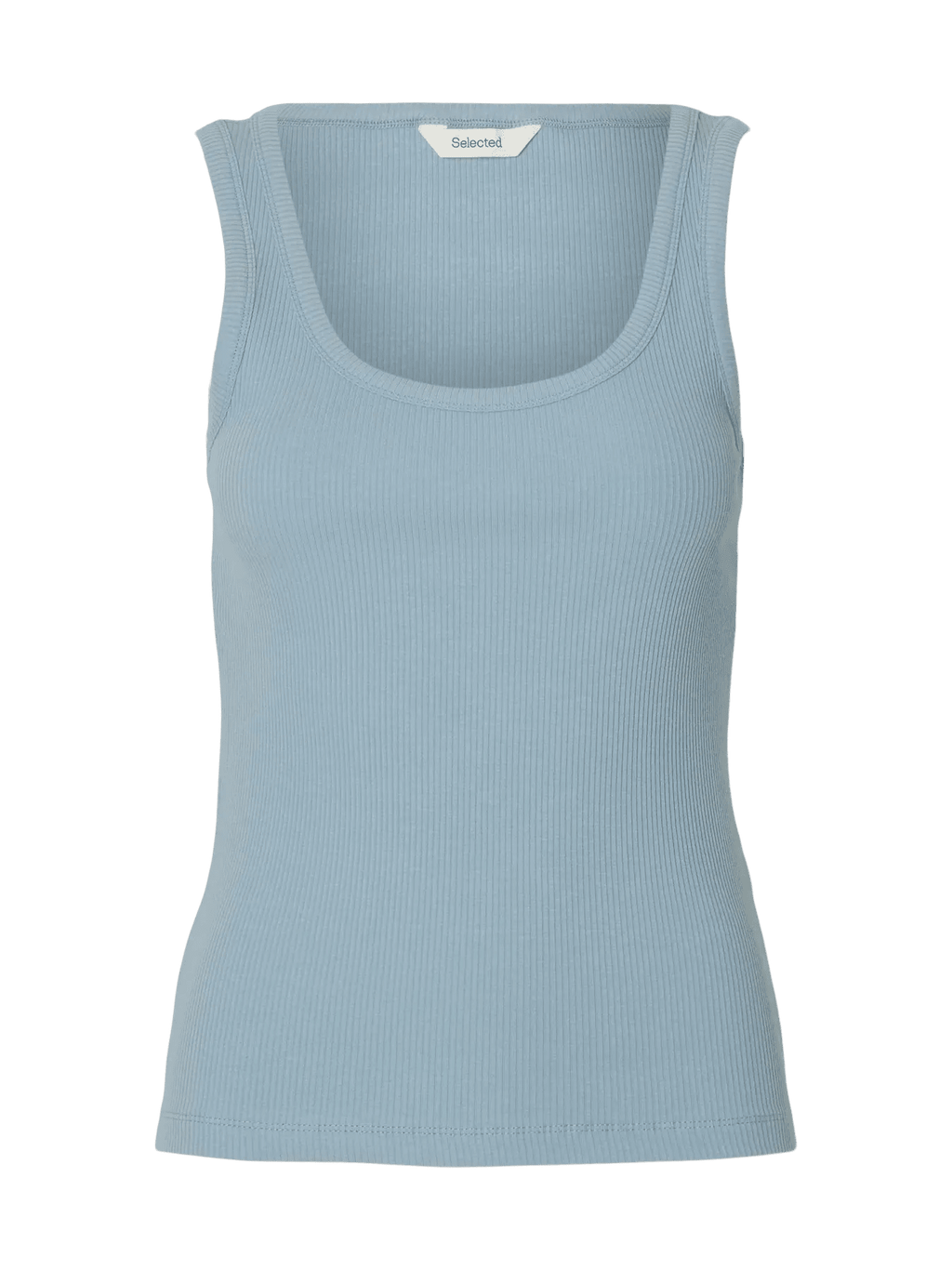 picture of Selected Anna U - Neck Tank Top - Dusty Blue - Number Two - womens - fashion - clothing - Selected Femme 2