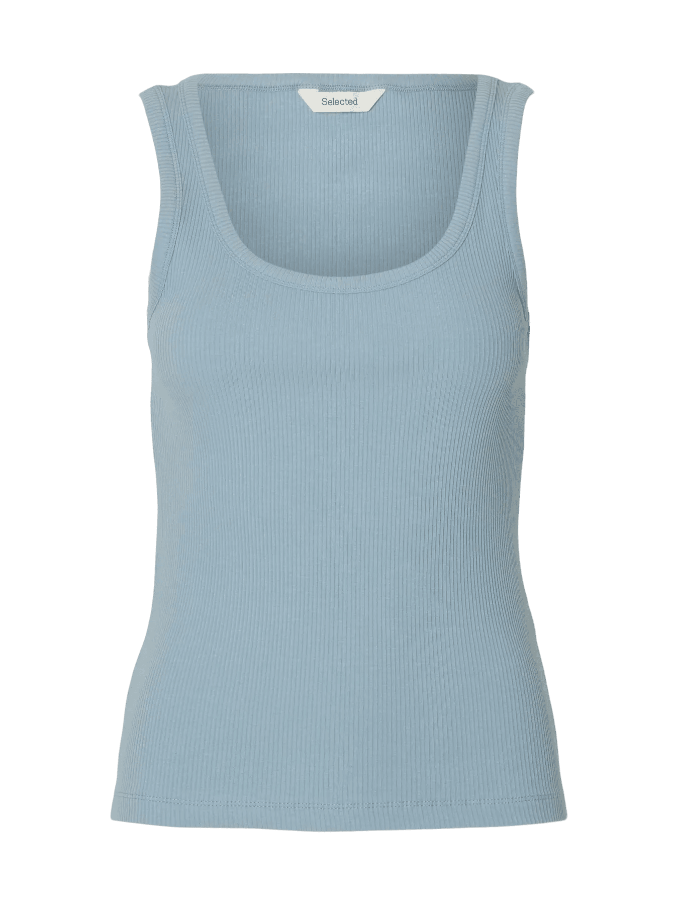 picture of Selected Anna U - Neck Tank Top - Dusty Blue - Number Two - womens - fashion - clothing - Selected Femme 2