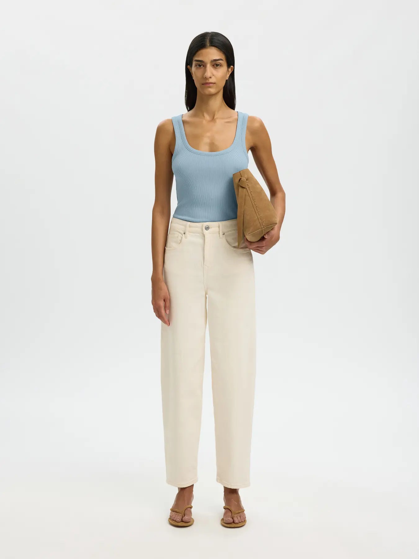picture of Selected Anna U - Neck Tank Top - Dusty Blue - Number Two - womens - fashion - clothing - Selected Femme 5