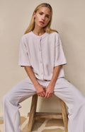 picture of Yaya Knitted Cardigan with Wide Short Sleeves & Buttons - Lilac Grey - Number Two - womens - fashion - Yaya 1