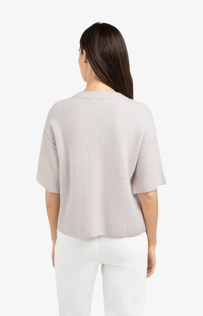 picture of Yaya Knitted Cardigan with Wide Short Sleeves & Buttons - Lilac Grey - Number Two - womens - fashion - Yaya 4